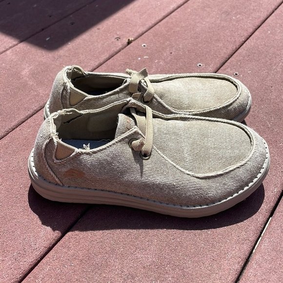 Skechers boys taupe dress shoes size 1 memory foam - Picture 1 of 7